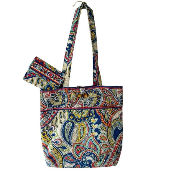 Vera Bradley Handbags - Vera Bradley Shoulder Bag Wallet Set Marina Paisley Quilted Retired Print Purse